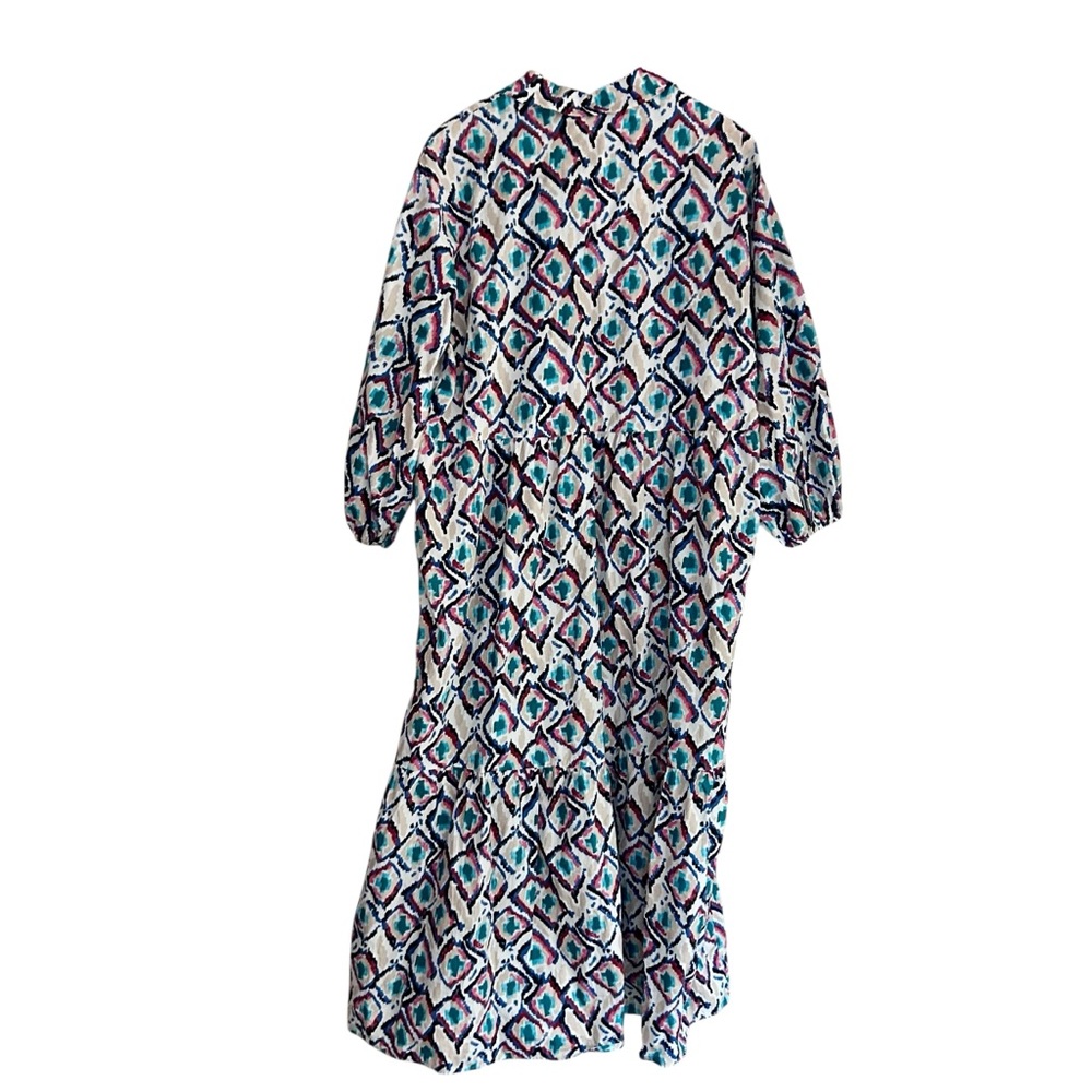 Anthropologie Maeve The Bettina Tiered Maxi Shirt Dress Sz XL Geometric Print - Picture 4 of 12